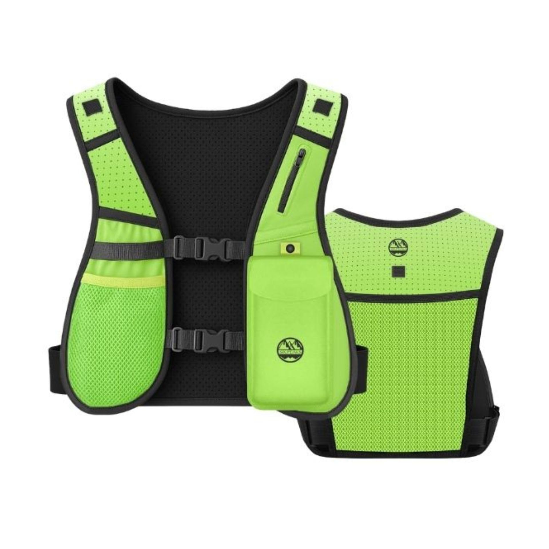Six Peaks Hydration Running Vest, Functional Reflective Safety Race, Lightweight Hydration Pack with Neoprene Body, Storage Pockets and 500ml Collapsible Bottle, Yellow, M/L
