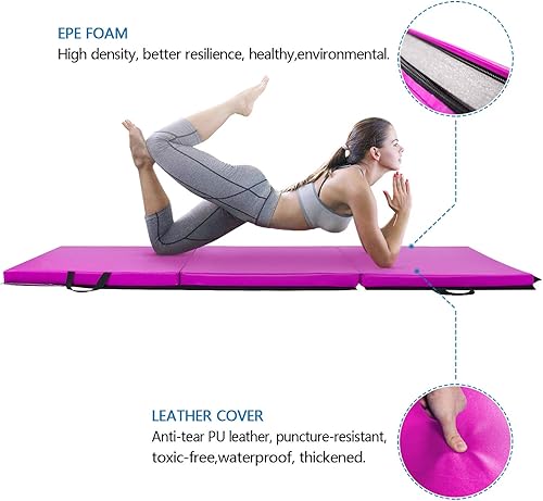 Miniatura 2 de Ochine Tapete de gimnasia plegable de 6 x 2 x 2 pulgadas con asas de transporte para equipo de entrenamiento, estiramiento, yoga, ejercicio (envío