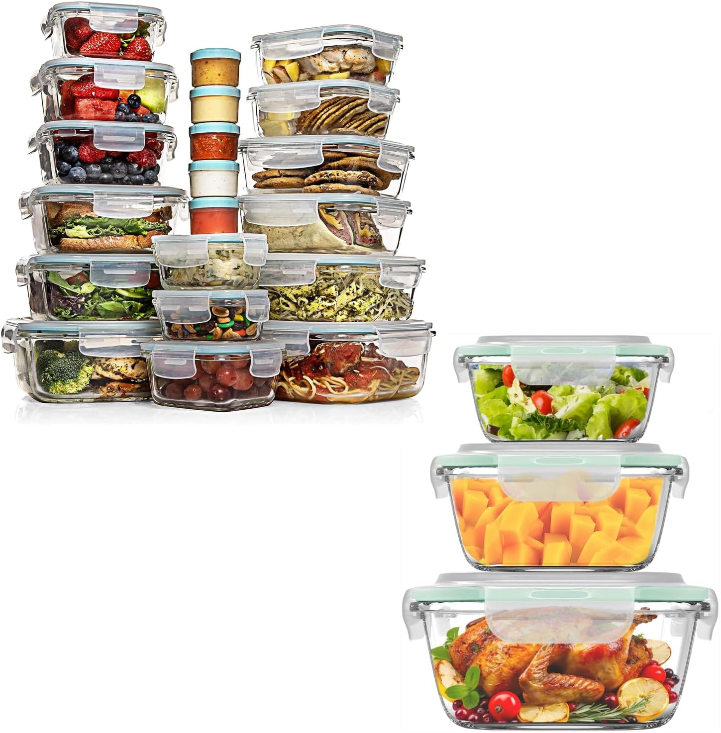Razab 35 PC + 6 PC Glass Food Storage Containers with Lids
