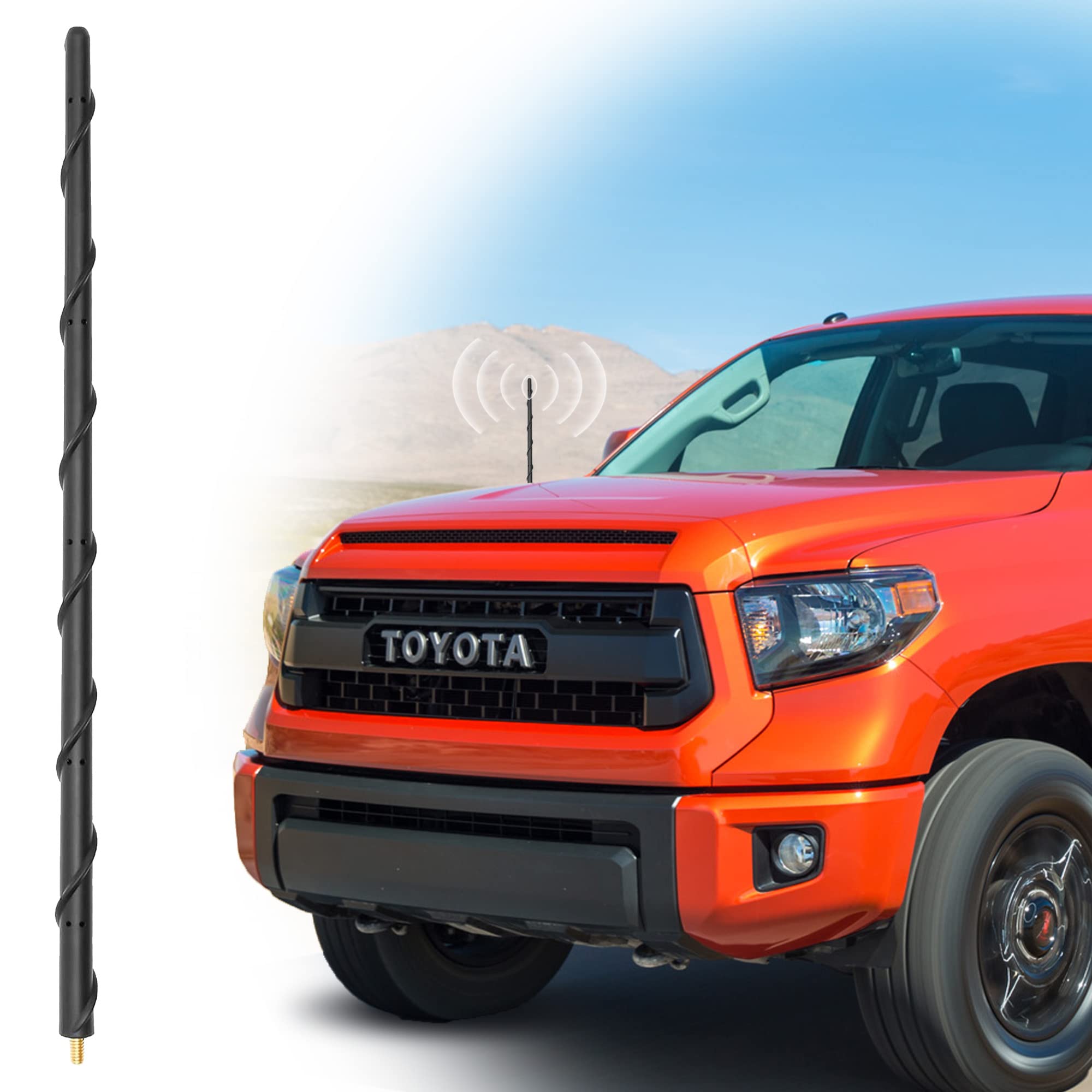 16 inches Antenna Compatible with 2000-2021 Toyota Tundra Tacoma | Car Wash Proof | Flexible Rubber Copper | Designed for Optimized FM/AM Reception