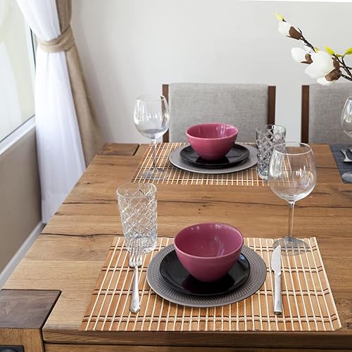 Miniatura 6 de Coloch Paquete de 8 manteles individuales de bambú natural, rústico, antideslizante y resistente al calor, para cocina, comedor, protección de mesa
