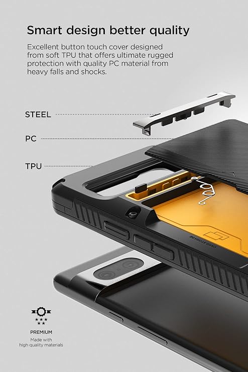 VRS Pixel 7 Compatible Shockproof Case Card Storage/Strap Hole Included Smartphone Case Resistant Shockproof Scratch Drop Prevention Hard Tough Cover Compatible with Google Pixel7 Damda Glide Pro