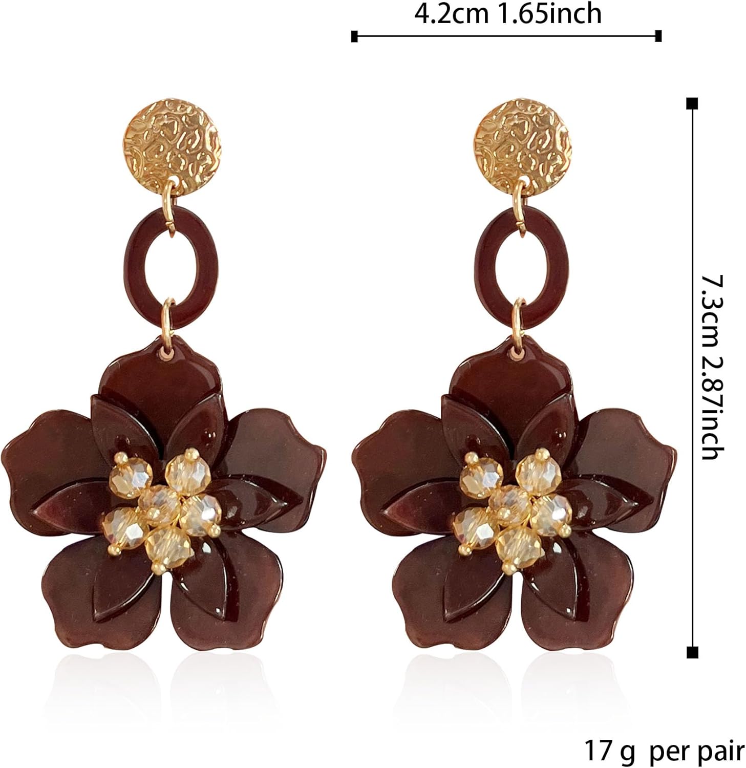 Bohemian Acrylic Flower Stud Earrings for Women Resin Flower Petal Statement Dangle Drop Earrings for Sister Mom Lover - Image 4