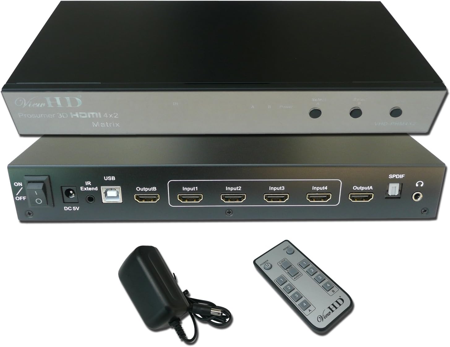 ViewHD Prosumer 3D HDMI 4x2 True Matrix Full Size Metal Jacket Construction (The Best HDMI 4x2 Matrix on The Market!)
