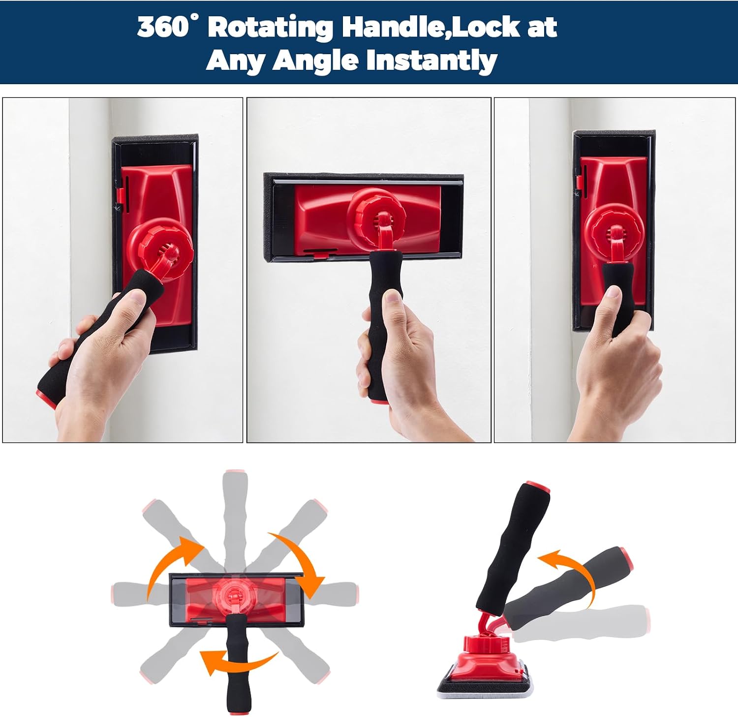 Paint Edger Tool Kit,Paint Pad Set with Extension Rod,Paint Edger Set with Trim Touch-Up Pads,Corner Wall and Ceiling Pad Painter,360° Rotating Handle Paint Edger Trimmer with Refill Pads