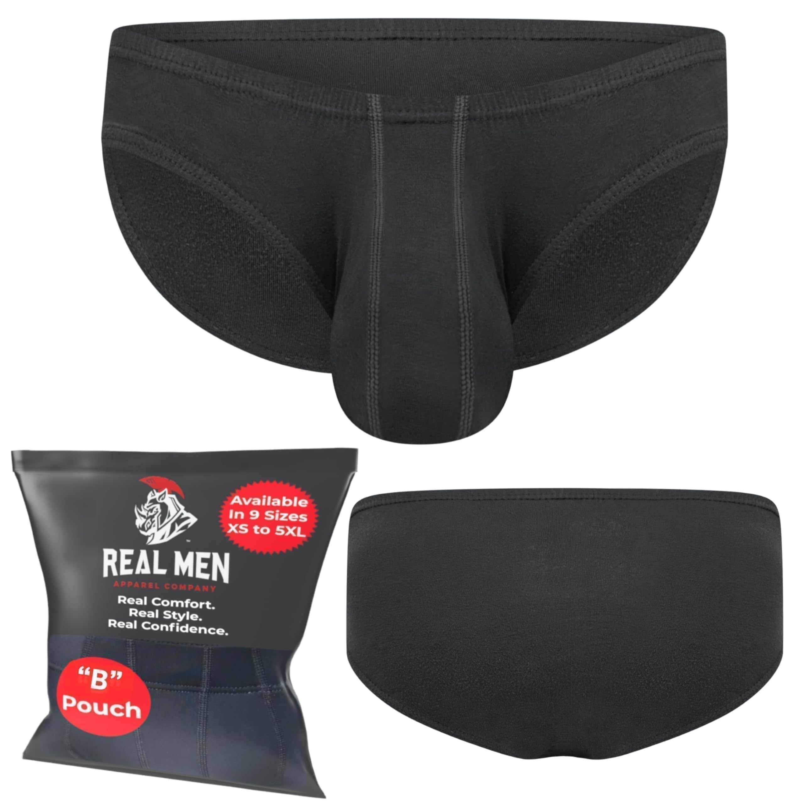RM Real MenReal Men Ares-Accent Low-Rise Pouch Bikini Brief – 1, 3, 6 Pack with Size ABCD Pouch XS - 5XL