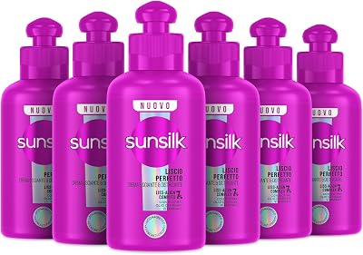 Sunsilk, Crema Lisciante & Districante Liscio Perfetto, Crema Capelli Senza Risciacquo Anti Crespo, Formula con 7% LISS-ALIGN COMPLEX con Biotina, Olio di Argan e Vitamina C, 6 Pezzi da 200 ml