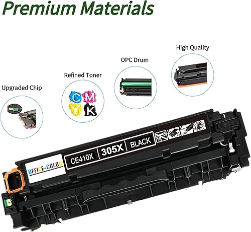 Miniatura 4 de 305A Cartuchos de tóner negro, cian, magenta, amarillo, paquete de 4 para HP LaserJet Pro 400 Color M451dn M451nw M451dw MFP M475dw M475dn Pro 300