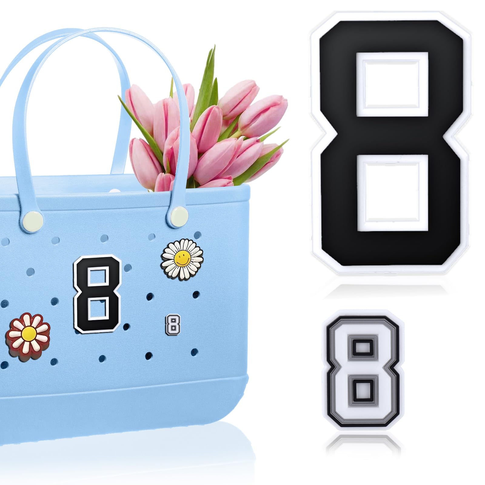 Amazon.com: AIERSA 2Pcs Number Charms for Beach Tote Bag, Insert