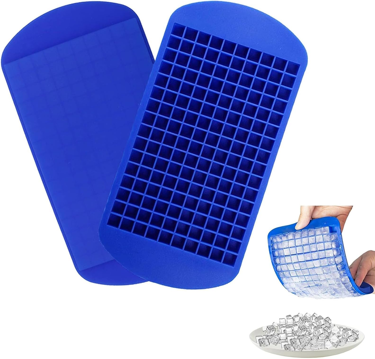 Mini Ice Cube Trays 160 Crushed Ice Cube Mold Silicone Easy Release Small Ice Cube for Chilling Whiskey Cocktail Kitchen Gadgets Stackable Ice Trays Freezer Specialty Accessories Tool