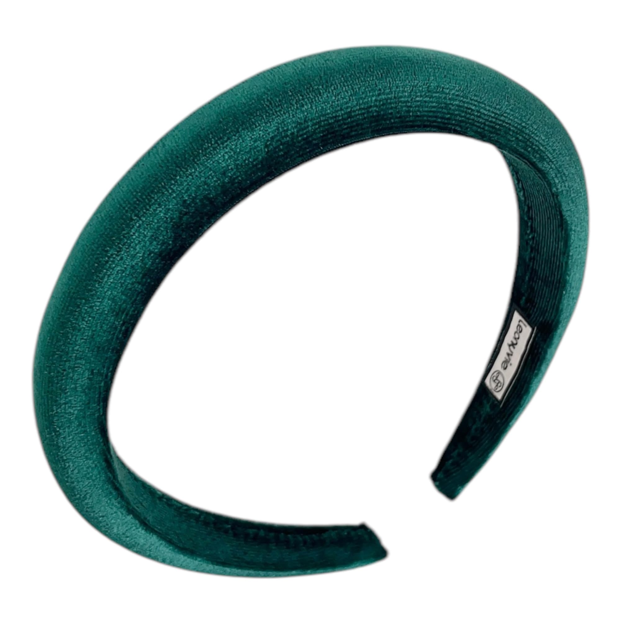 Leonyvie Velvet Padded Puffy Soft Headband, Green Thin Headband (2.5 CM Wide) - Image 2 thumbnail
