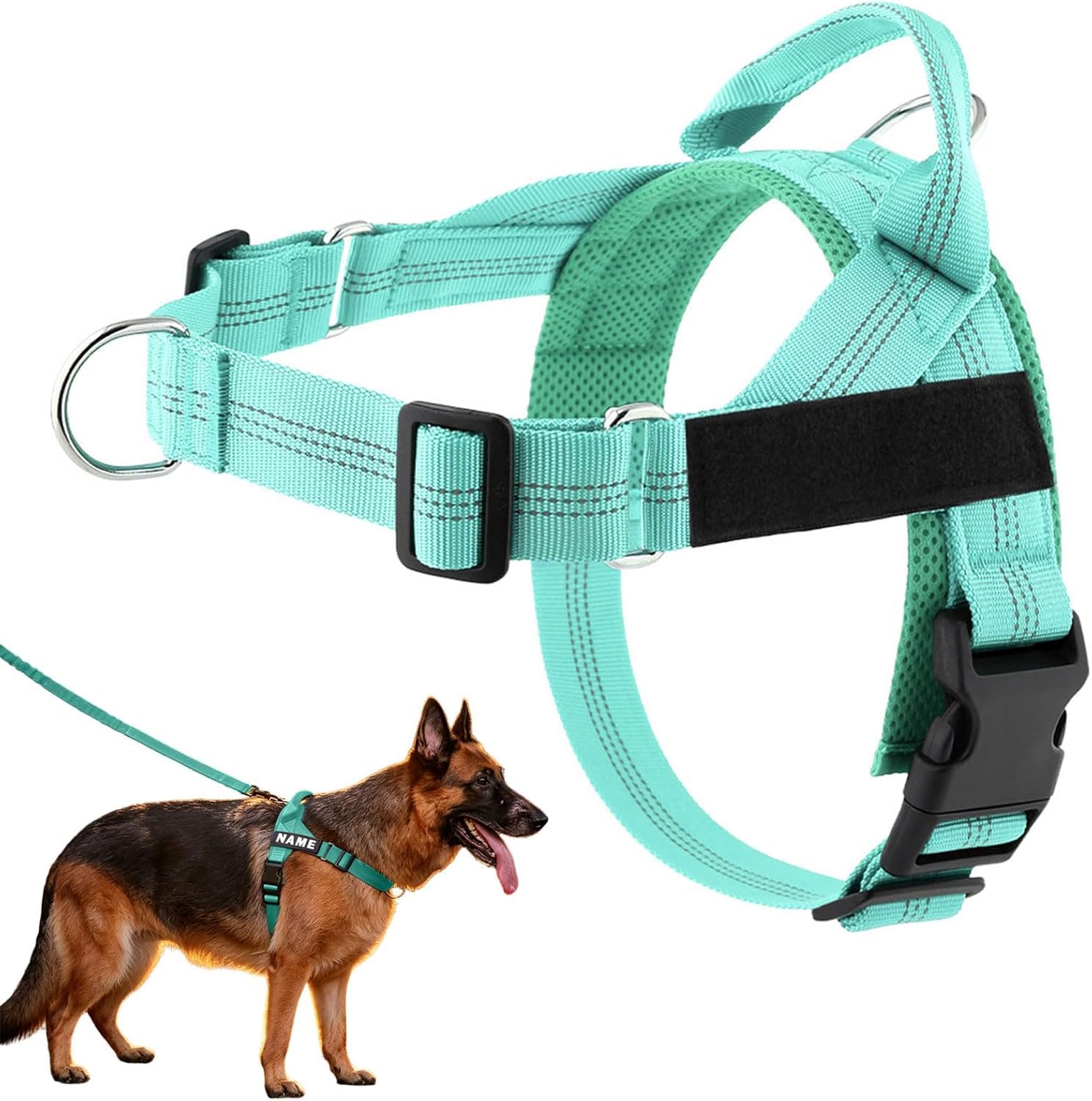 No Pull Dog Harness Adjustable Breathable Pet Walking Vest Front Clip Dog Harness with Reflective Design Easy Control Harnesses Perfect for Medium Large Dogs Daily Outdoor Activities (Mint Green, XS) โ image 1
