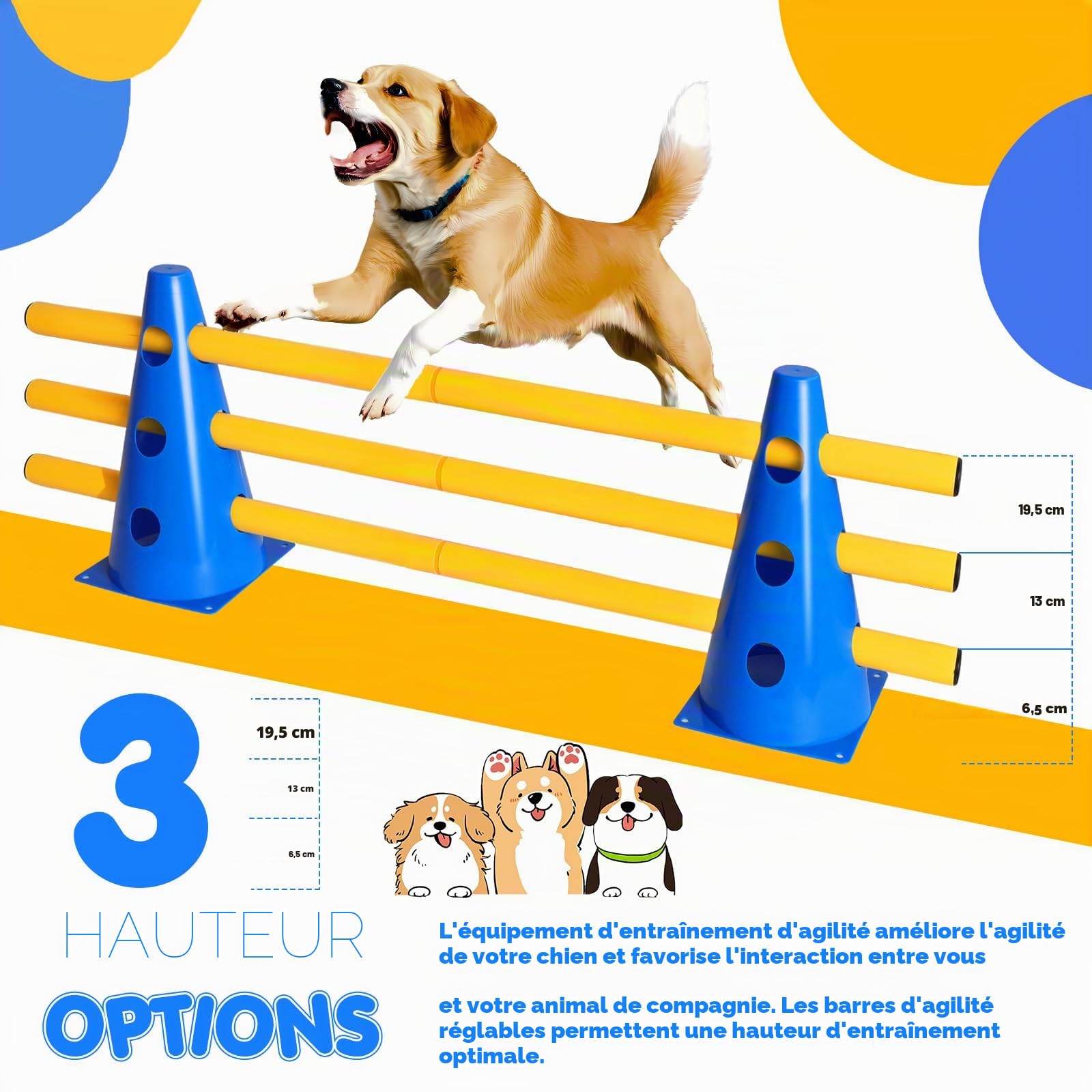 Cavaletti Lot de 6 accessoires d'agilité pour chien, obstacles, obstacles, loisirs, saut