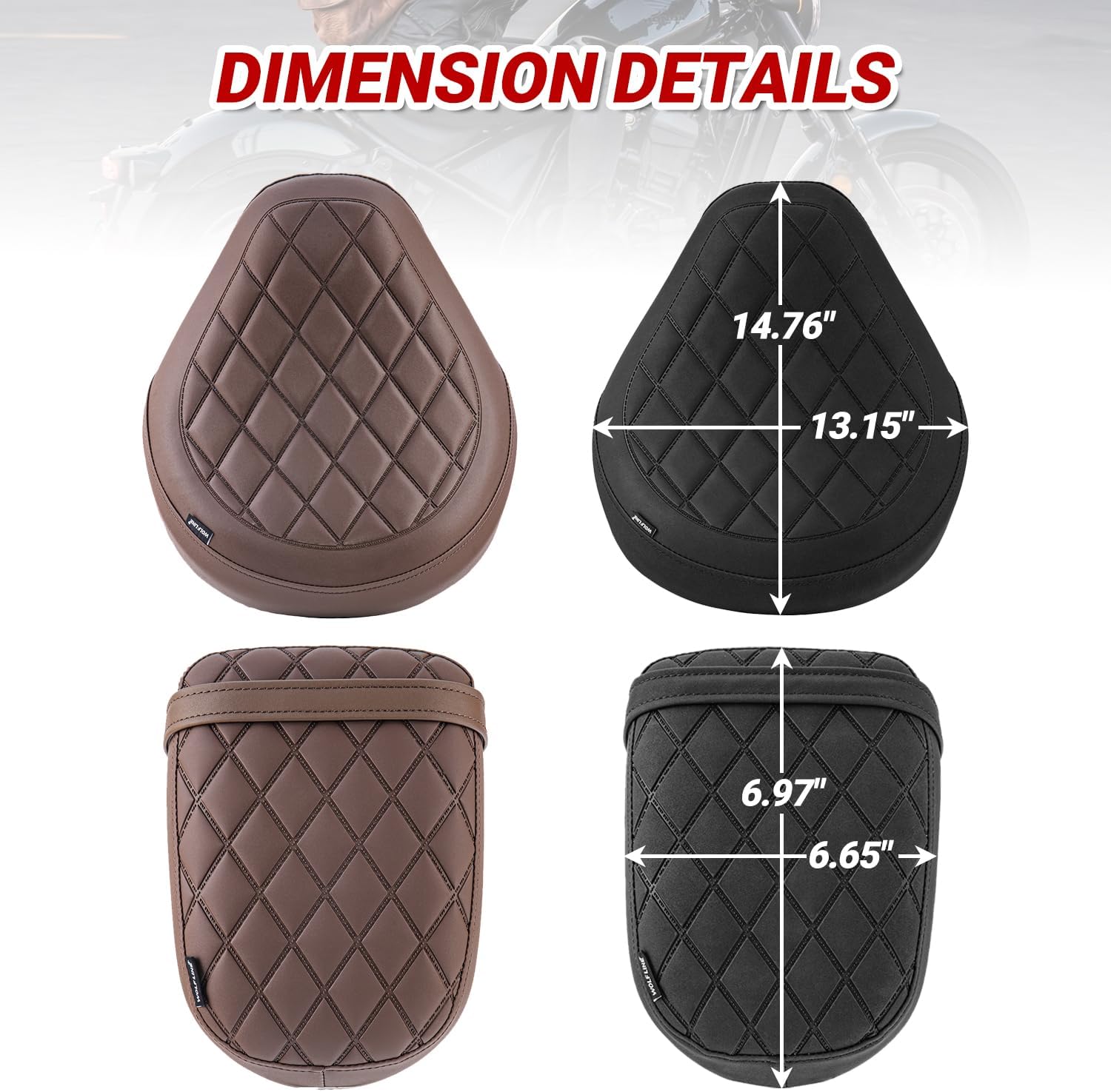 Motorcycle Driver Seat for Honda Rebel CMX 1100 CMX1100 2021 2022 2023 2024 2025 2026 Front Pillion Solo Cushion Cover Pad Set (Rider-Black)