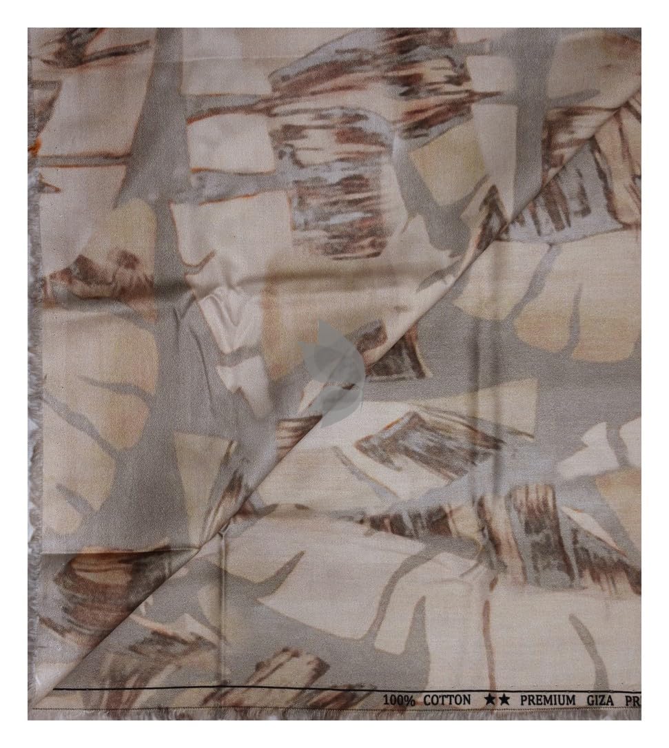 100% Pure Giza Cotton Printed pattern Multi colour Unstitched Shirt Fabric of 1.6 meters / VV2392C-image-1