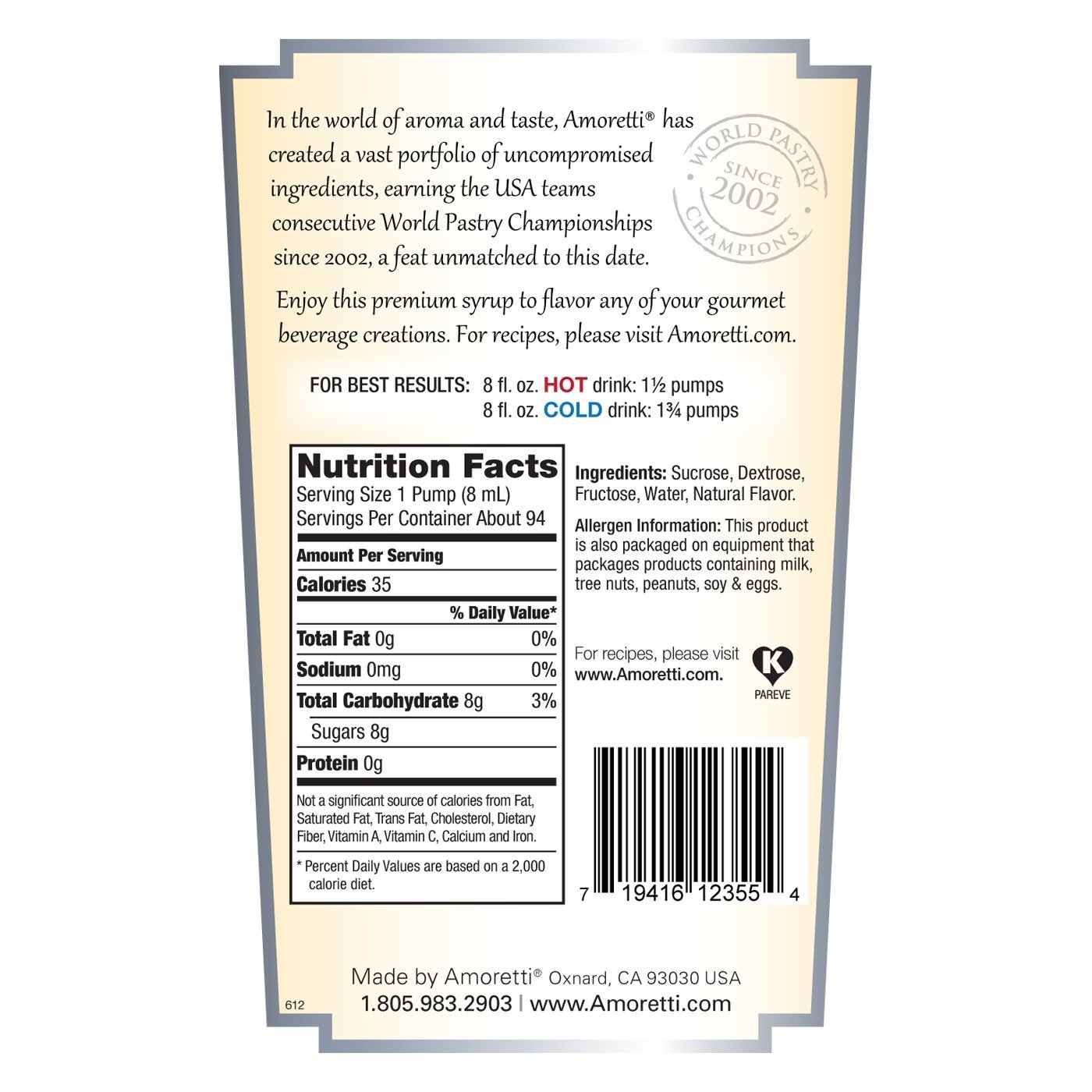 Amoretti Premium Fiori di Sicilia Syrup (750mL)