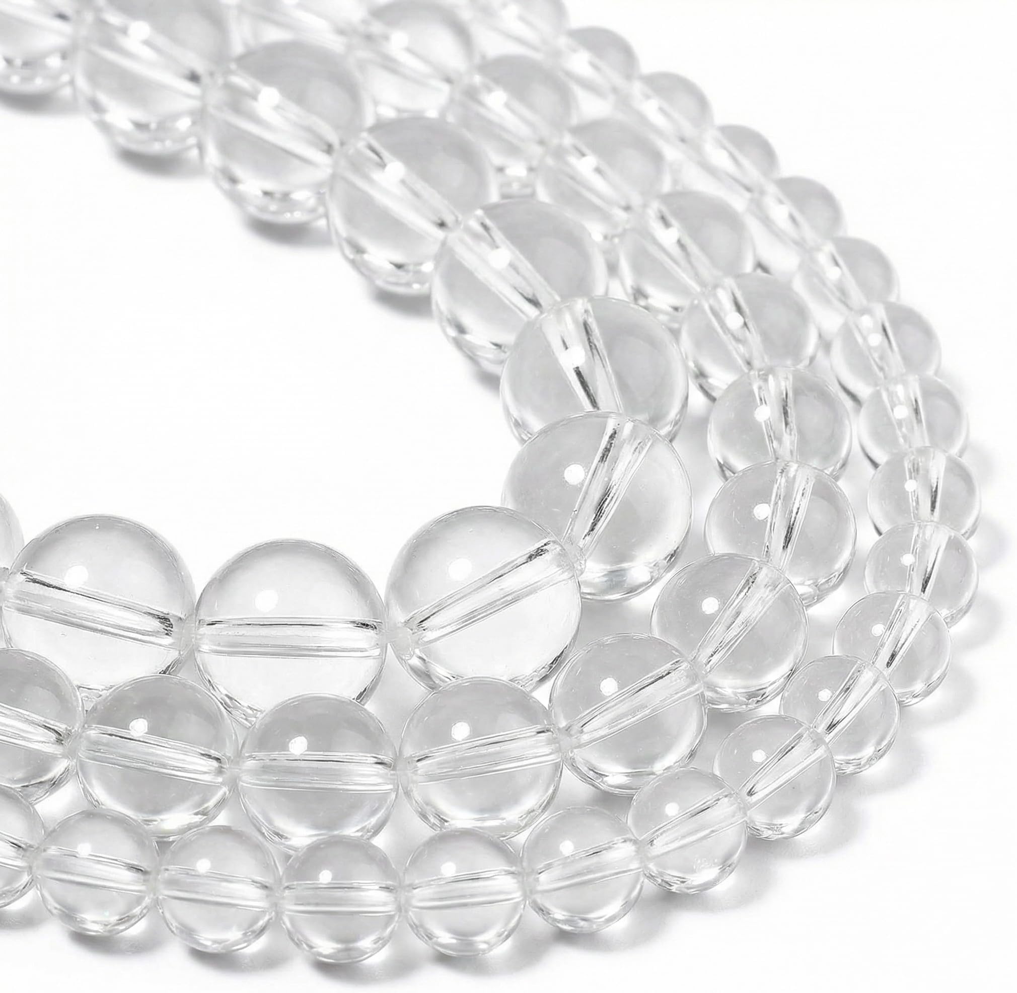 Yochus 60pcs Clear Quartz Stone Beads，6mm Healing Power Natural Stone Round Loose Beads for Jewelry Making Earring Necklace DIY Crafts