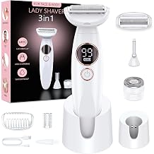 Womens Shaver 3-in-1 Intimate Shaver for Women Facial Hair Remover for Women Womens Shaver Electric Wet Dry Shaver IPX7 Waterproof Trimmer Women for Bikini Area Armpits Legs USB Charging