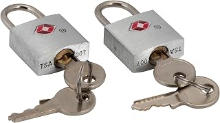 GForce 2 Pack Luggage Locks | TSA Approved Airport Inspection | 2 Keys Per Lock | Travel | Secure Zinc Alloy Body | Padlock | Suitcase | Backpack | Silver