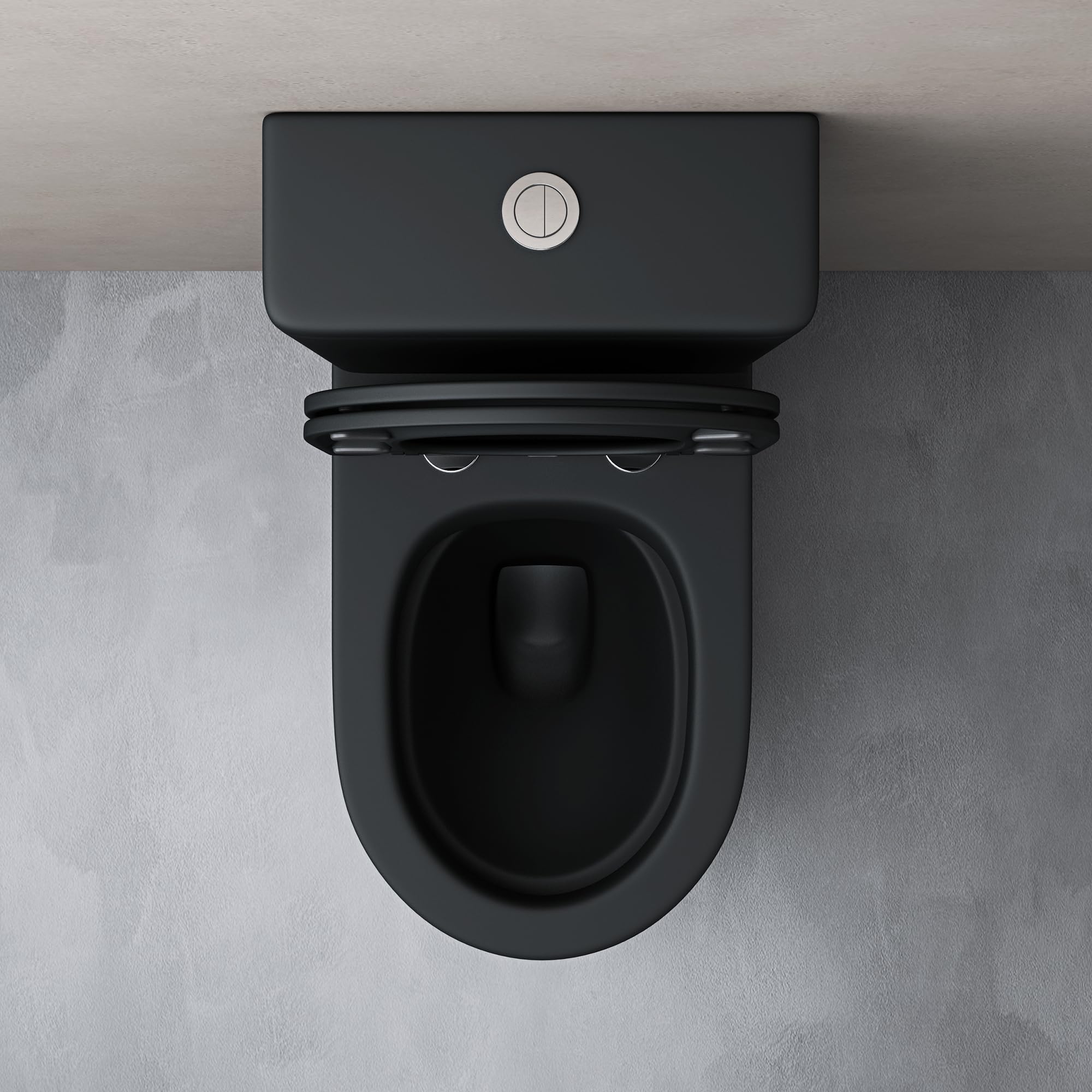 doporro WC à Poser Céramique avec Réservoir Noir Abattant Silencieux | Sans bride, Toilette avec Frein de Chute, Facile à Nettoyer, Stand179T