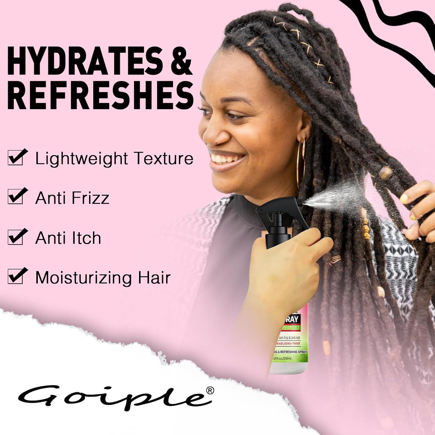 Rose Water for Hair Moisturizing Refreshing Spray for Locs - Rose Water and Peppermint Hair Scalp Moisturizer Hydrating Dreadlock Spray to Nourish Prevents Dry Natural Loc Care and Maintenance 250ML - Image 5