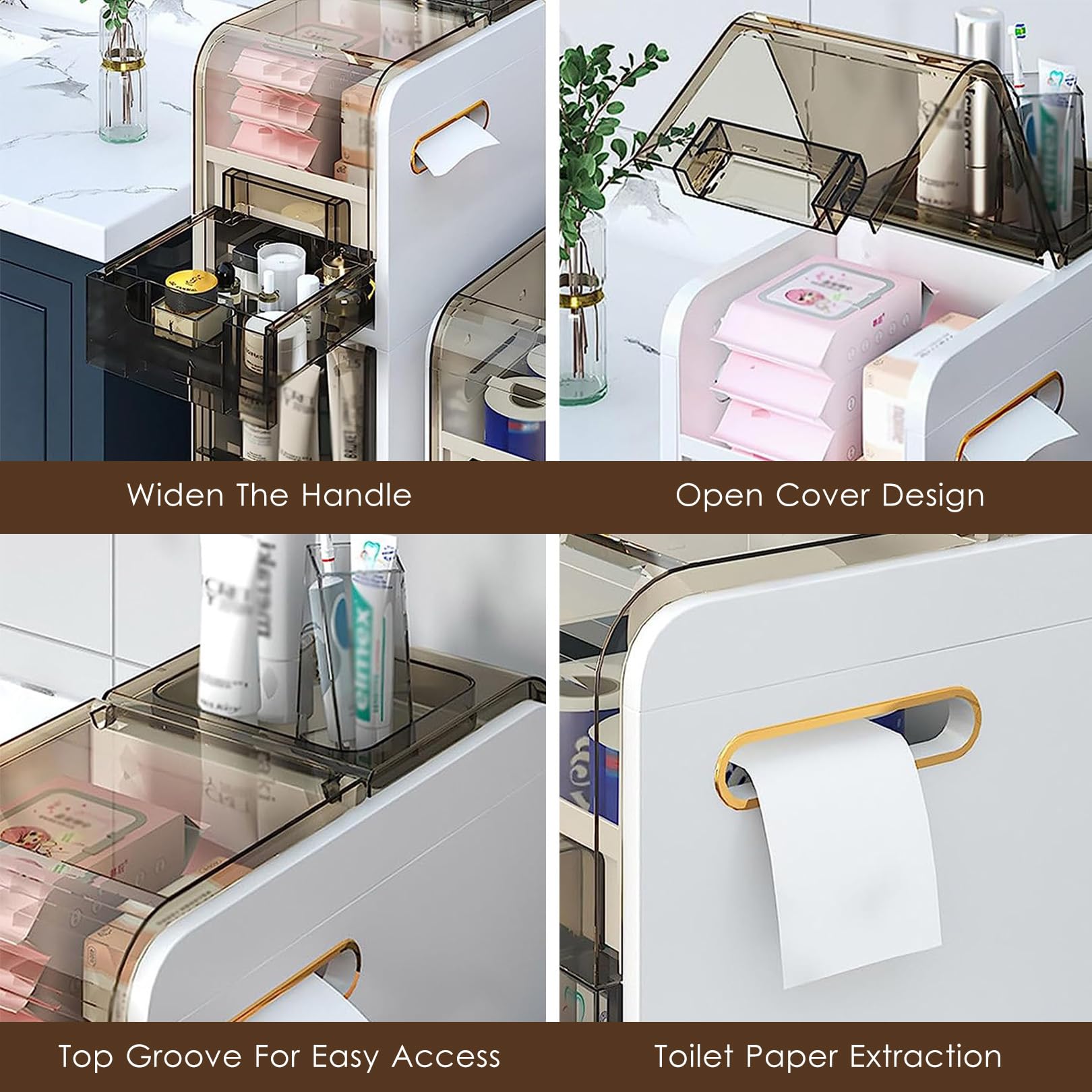Cajones de almacenamiento apilables Unidad de almacenamiento de toallas Mueble de baño Unidad de almacenamiento con cajones de 2/3/4 niveles y 4 ruedas, Armario independi