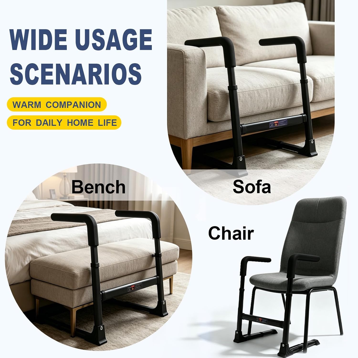 Couch Stand Assist for Elderly, Adjustable Stand Up Assist Chair Raiser, Heavy Dutystand Assist Aid with Non-Slip Handles for Seniors, 400 lbs Capacity, Black