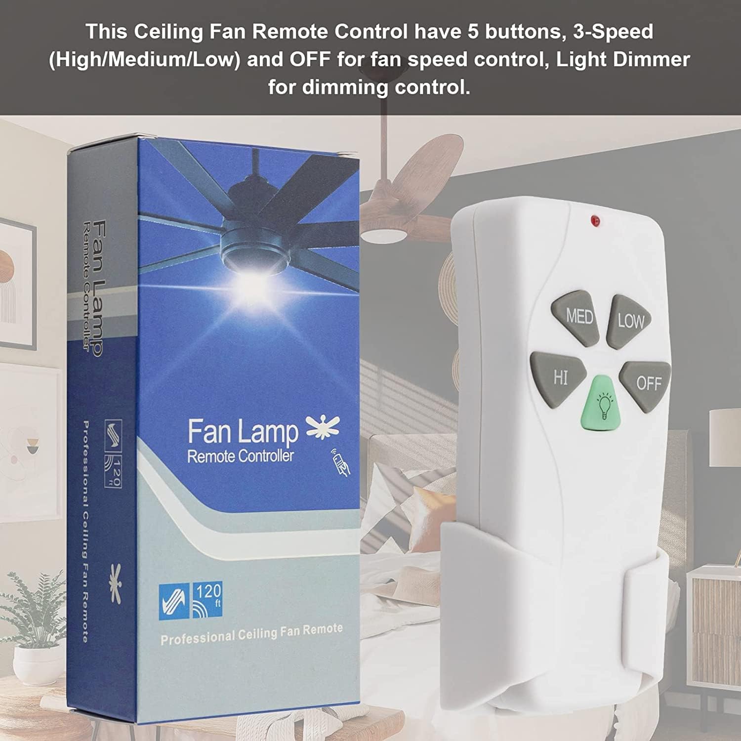 Ceiling Fan Remote Control FAN53T Replacement, Replace Transmitter L3HFAN11T L3HFAN35T1 KUJCE9103 CHQ8BT7030T CHQ7030T UC7030T 2AAZPFAN53T, Compatible with Hunter Harbor Breeze Honeywell (Remote ONLY)