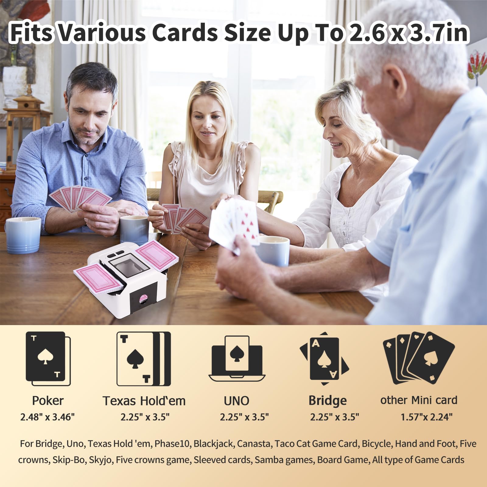 Buldoospok Mélangeur De Cartes Automatique – 1 à 2 Jeux, Rechargeable USB 2000 MAh, Mode Auto/manuel, Pour Poker, UNO Et Tout Le Reste