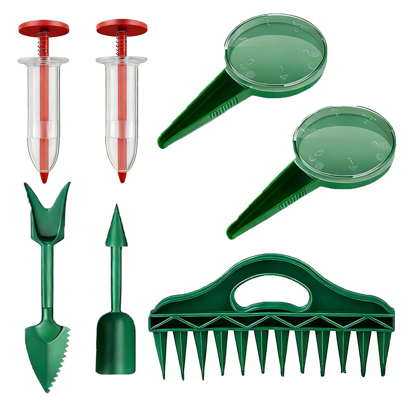 7er Set Aussaathilfe Samenspender,Pflanzhilfe,Sämaschine,Saatgutspender | Pflanzhilfe mit 12 Löchern,Garten Handpflanzer Säwerkzeug,Einpflanzhilfe für Saatgut,Gemüse und Blumen