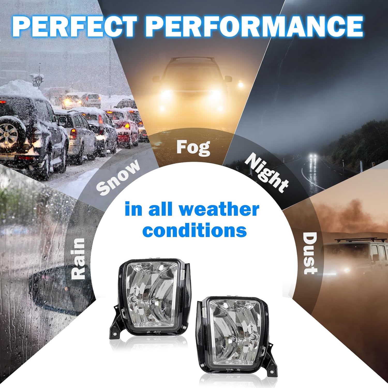 Fog Lights Assembly Compatible With 2013-2018 Dodge Ram 1500 Pickup Front Bumper Driving Fog Lamp Fog Light Kits (Smoked Lens)