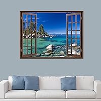 Vista 12 de IDEA4WALL Adhesivo mural removible para pared, cielo azul, vibrante, verano, montaña, valle, naturaleza, desierto, arte moderno, paisaje, colorido