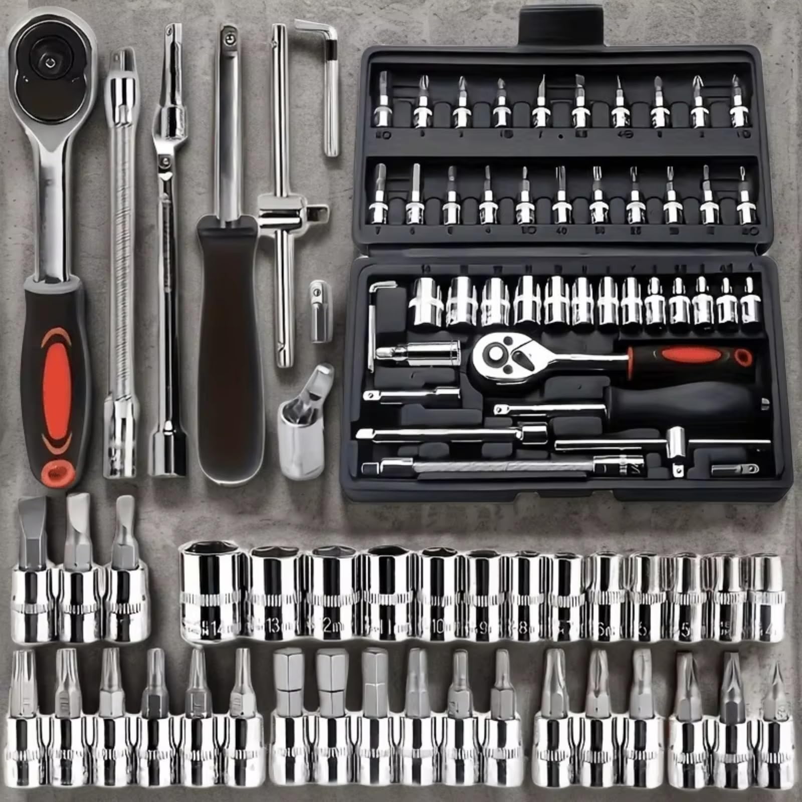 Set attrezzi da officina 46pcs Kit Di Strumenti Di Riparazione Auto Chiave A Cricchetto Cassetta Degli Attrezzi Per Macchinisti E Appassionati Strumenti Di Riparazione Utensili Manuali