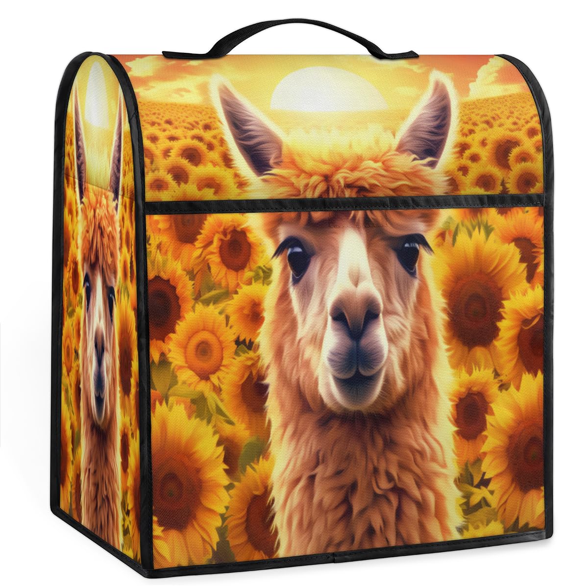 Coffee Maker Cover Sunflower Alpaca Kitchen Appliance Covers Small Appliance Covers Blender Cover Juicer Cover Dust Covers for Kitchen Appliances with Top Handle and Pockets,Washable,C459