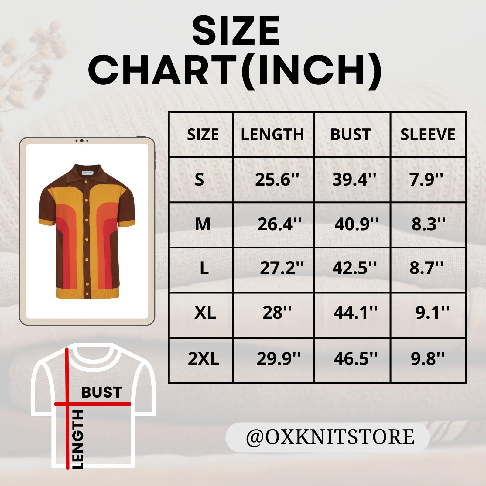 OXKNIT luźna męska koszulka polo w stylu mody z lat 60. XX wieku, z guzikami, dzianinowa kurtka z dzianiny z krótkim rękawem, miękka, wygodna, dostępna w rozmiarze Big Tall