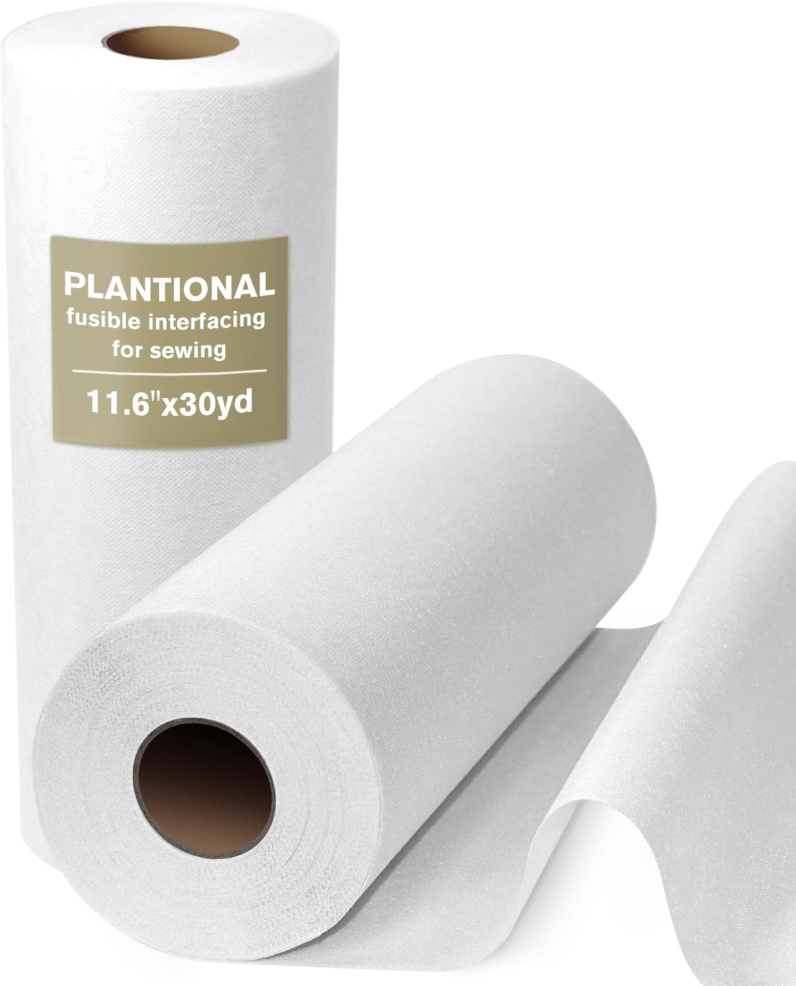 PLANTIONAL Medium Weight White Iron-On Non-Woven Fusible Interfacing: 11.6" x 30yd Medium Weight Non-Woven Interfacing Iron On Polyester Single-Sided Interfacing for DIY Crafts Supplies