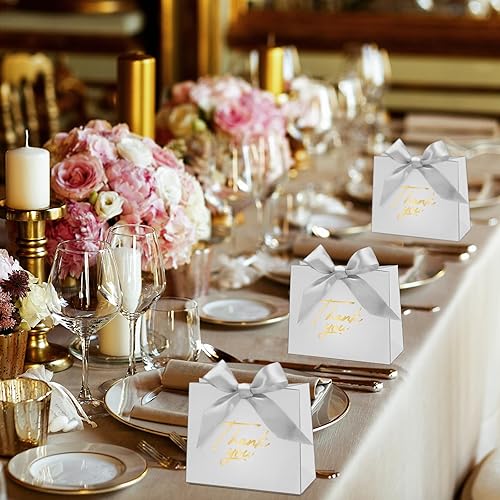 Miniatura 7 de Paquete de 30 pequeñas bolsas de regalo de agradecimiento, mini bolsas de regalo, bolsas de dulces a granel con lazo plateado para baby shower,