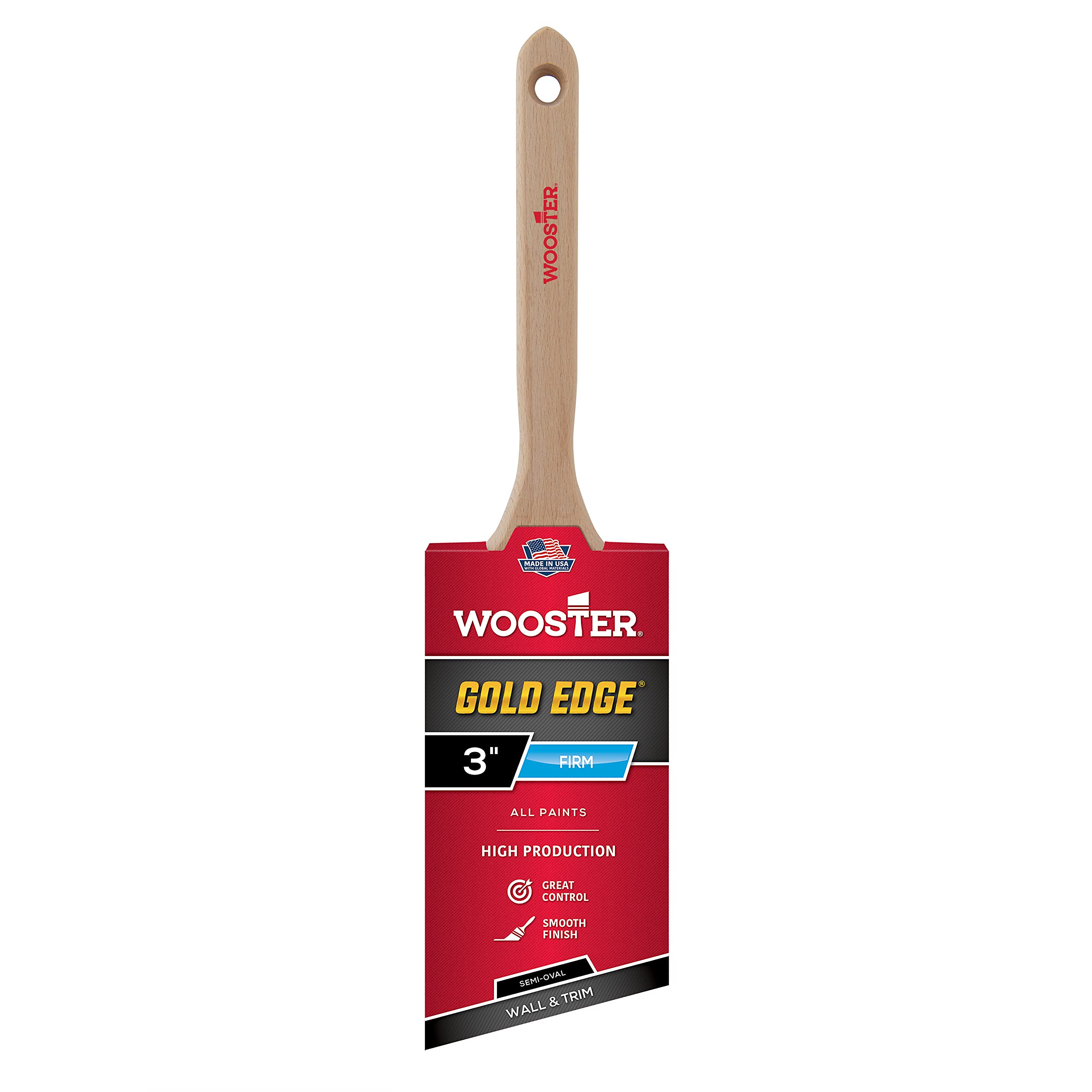 Wooster Brush Gold 5236-3 Edge Semioval Angle Sash Paintbrush, 3-Inch Size