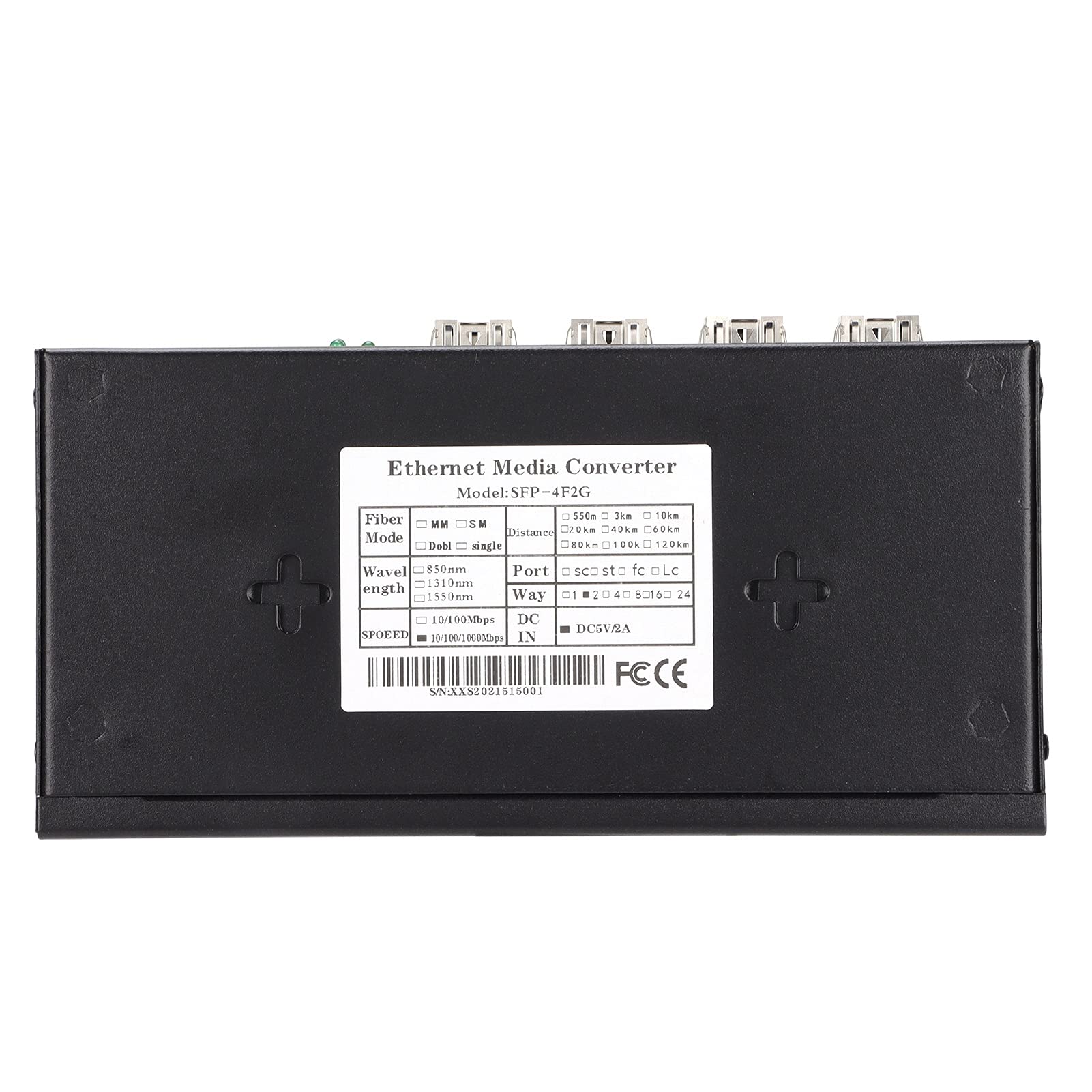 Dioche Glasfaser zu Ethernet Konverter, Ethernet Medienkonverter RJ45 10/100/1000M 4-Faser 2-Port Singlemode Dual Fiber für IEEE802.3Z / AB 1000Base-SXLX