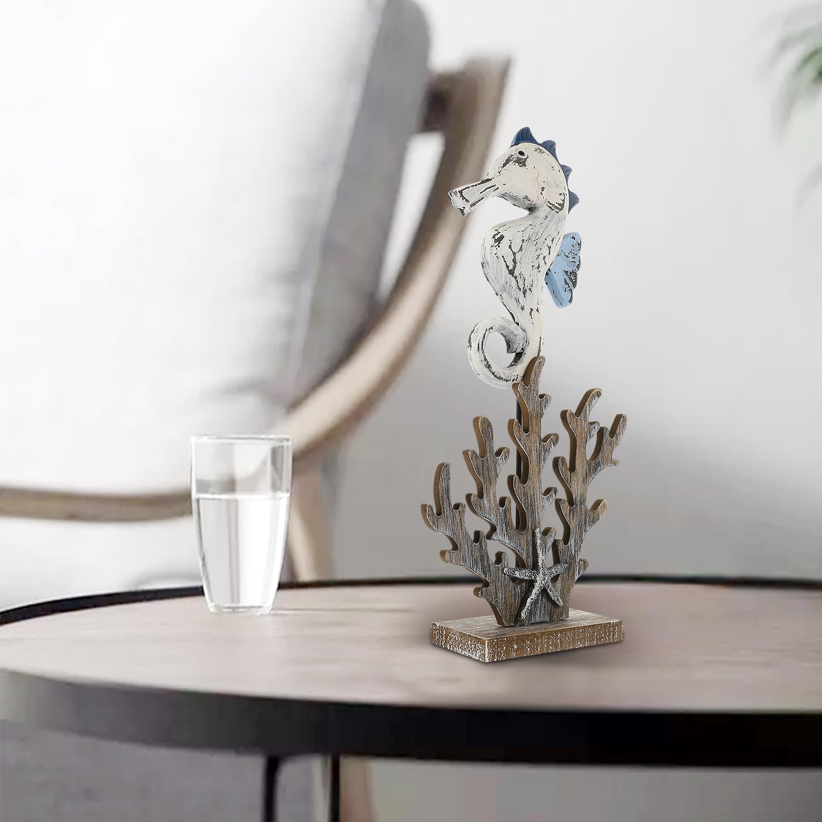 Decoración Tallada en Madera Estilo Mediterráneo para Hogar y Escritorio