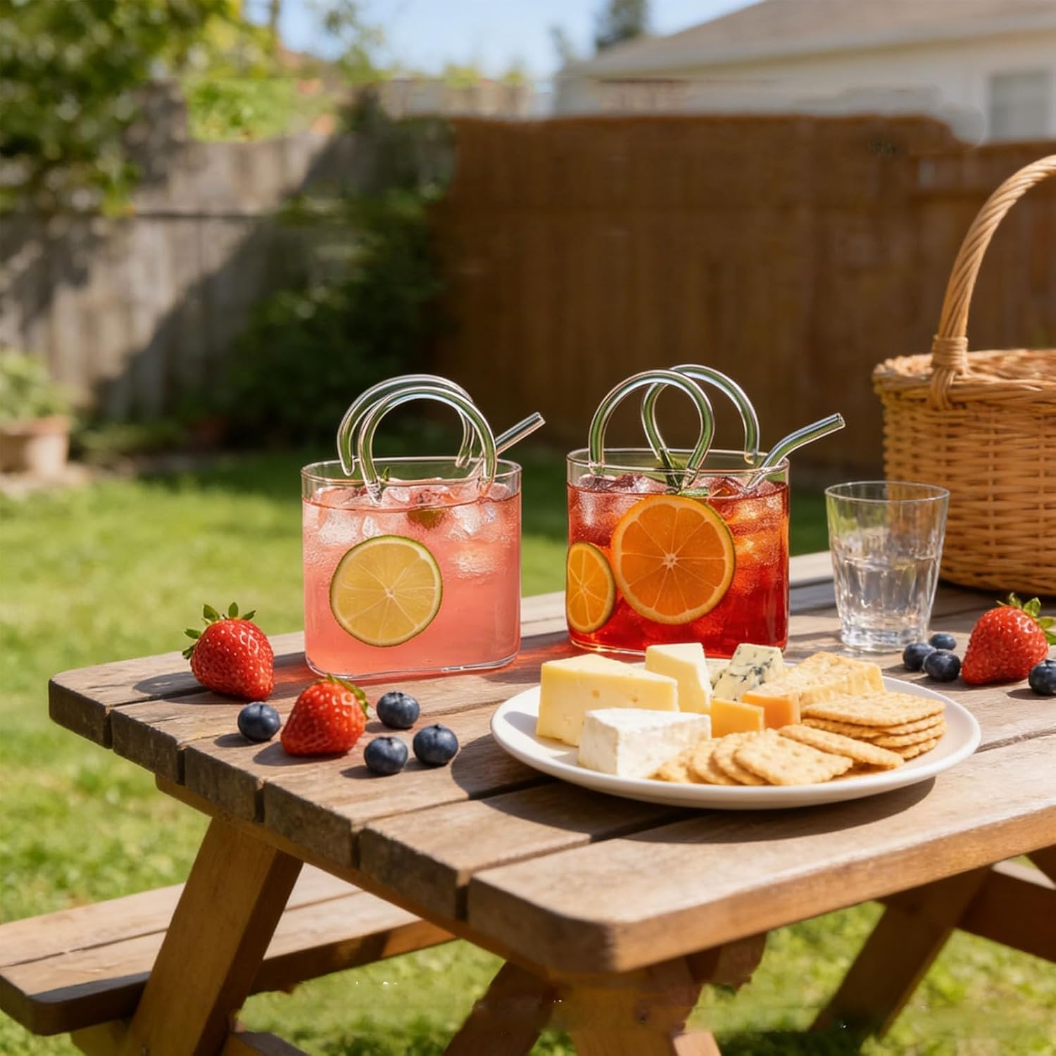Glass Purse for Drinks, Purse Drinking Glass, Unique Wine Glasses with Straw, Decorative Fish Bowl Vase with Straw, Handbag Vases for Cute Room Decor, for Fruit Juice, Tea, Flowers (3 PCS)