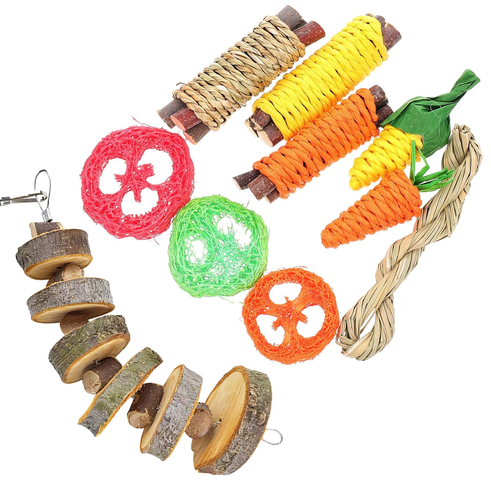 Hamster Chew toys, 9 In 1 Hamster Toys, Hamster Chew Toys Set Small Animal Toys Teeth Care Wooden Accessories, Carrots Corn Chew Toys for Rabbit Guinea Pig Hamster Chinchilla