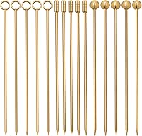 Vista 1 de I-MART Juego de púas de cóctel de acero inoxidable (paquete de 15 unidades, dorado)