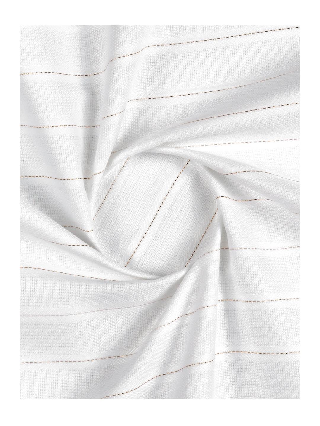 RAMRAJ COTTON Premium Shirting Fabric| Striped Pattern| 147 x 160 cm| Classic Style|Casual & Formal Wear (White color|Cotton)