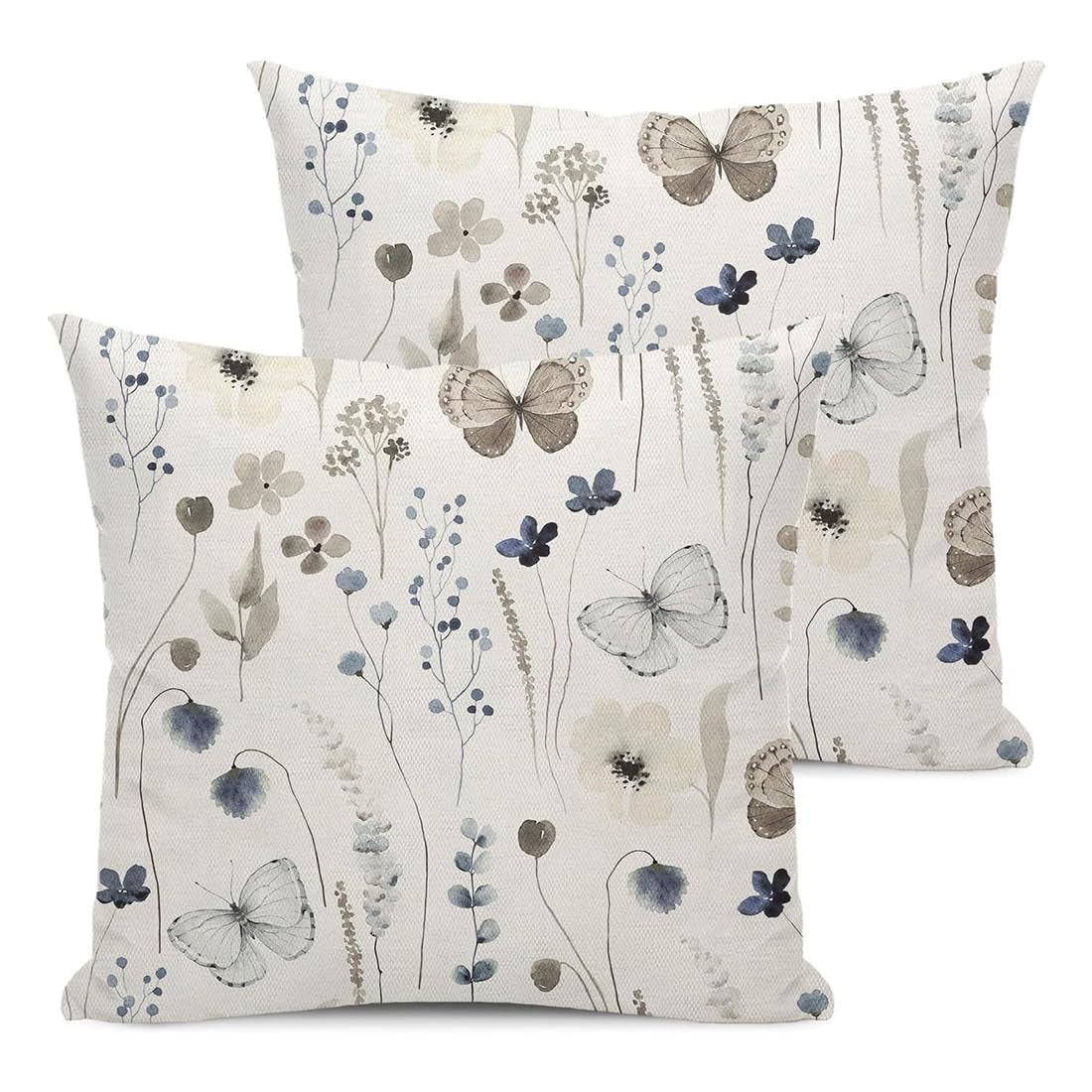 Set of 2 Modern Linen Cushion Covers 45 x 45 cm for Sofa – Decorative Geometric Print