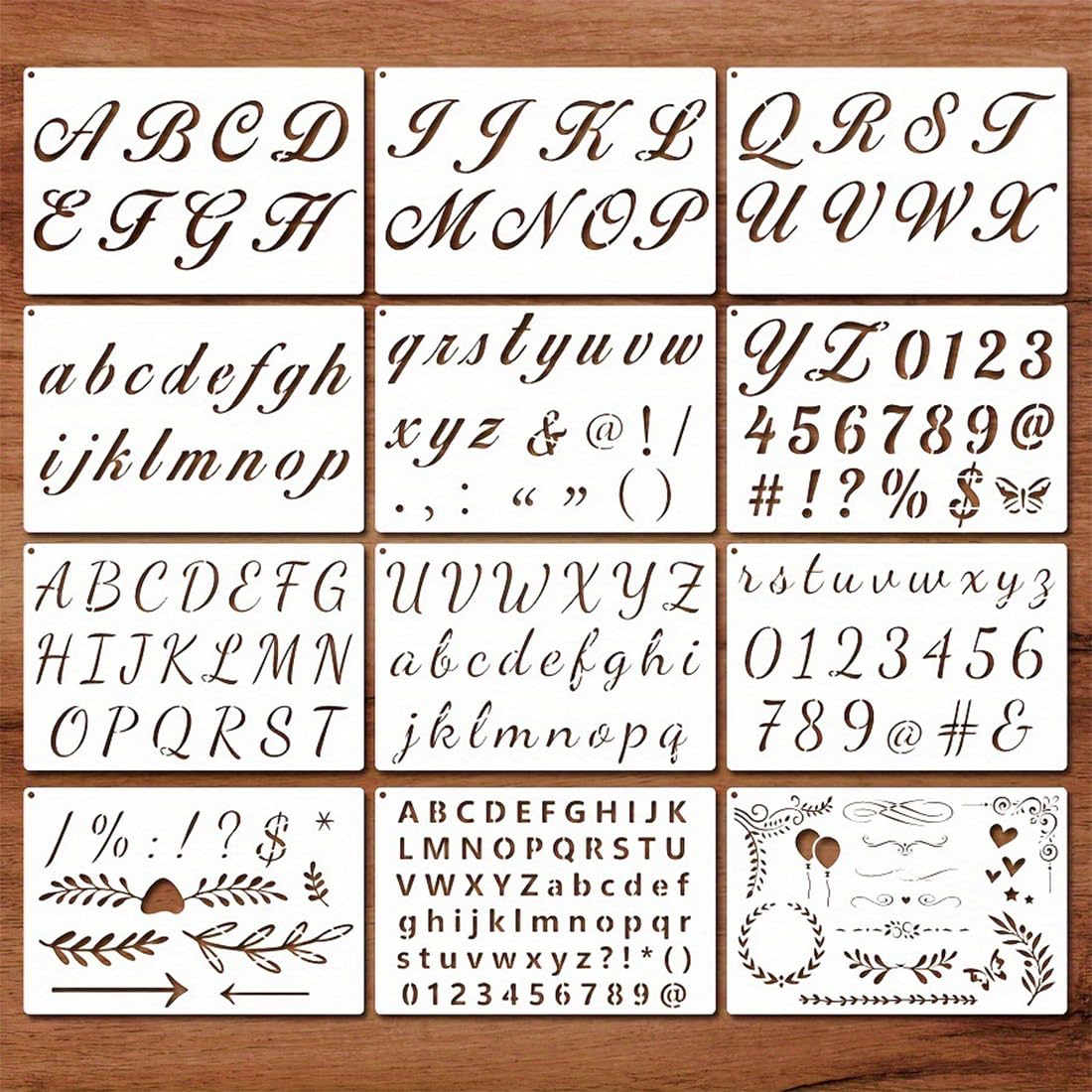 12 Pezzi, Stencil Lettere e Numeri, Stencil per Scrivere e Disegnare, Perfetto per Bambini, Scrapbooking, Diario e Apprendimento Artistico