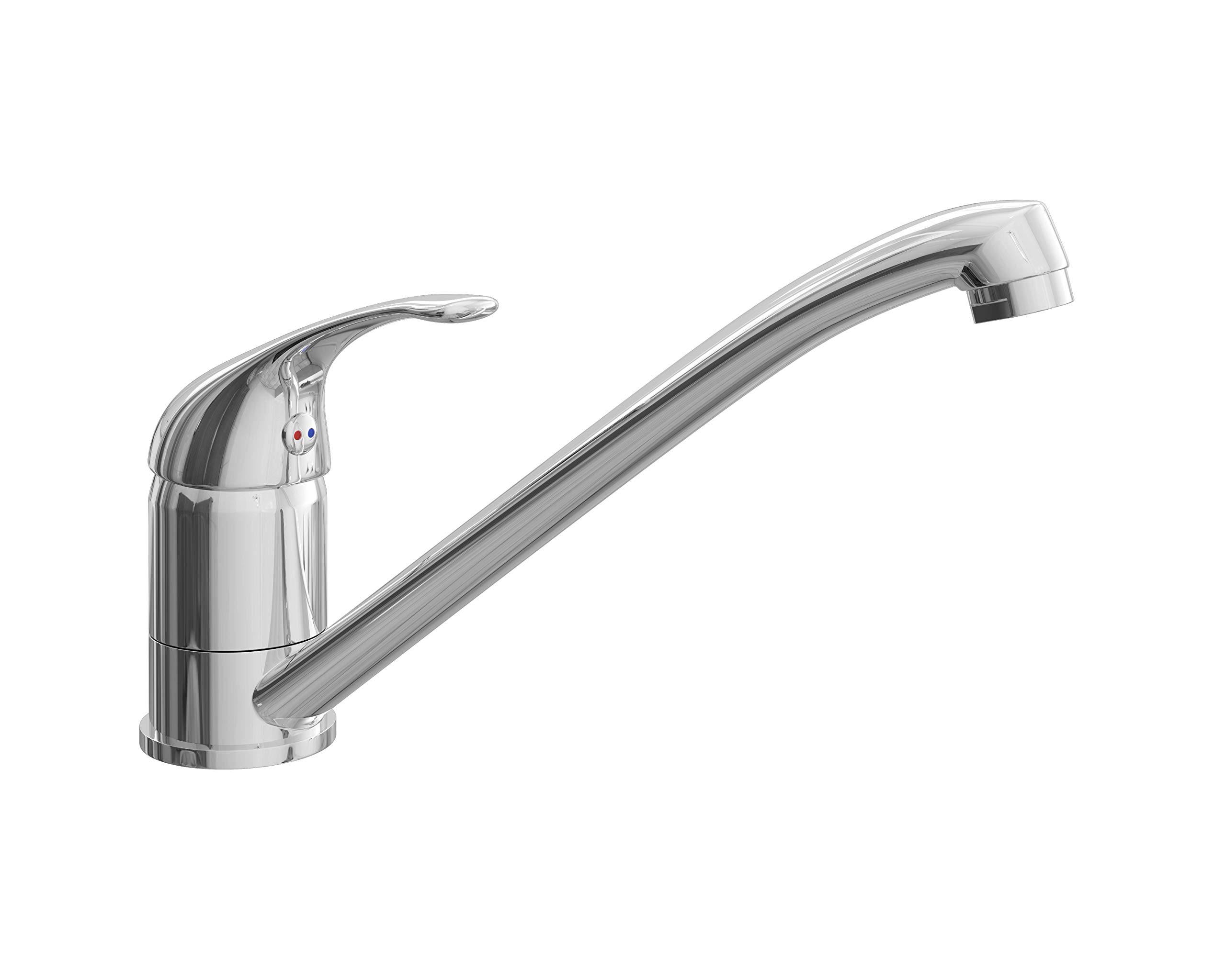 Hometric Chrome Kitchen Tap, Finished Stainless Steel Kitchen Sink Tap, 360º Swivel Neck - Single Lever Kitchen Taps Mixer