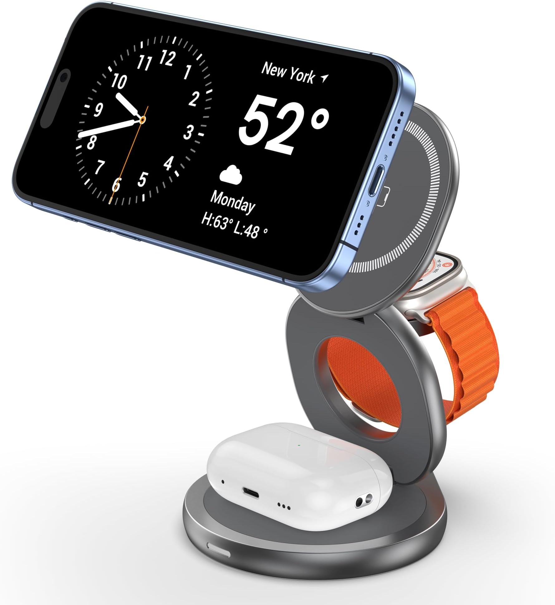 3 in 1 Charging Station for Apple, Portable Wireless Charger for Travel, Foldable