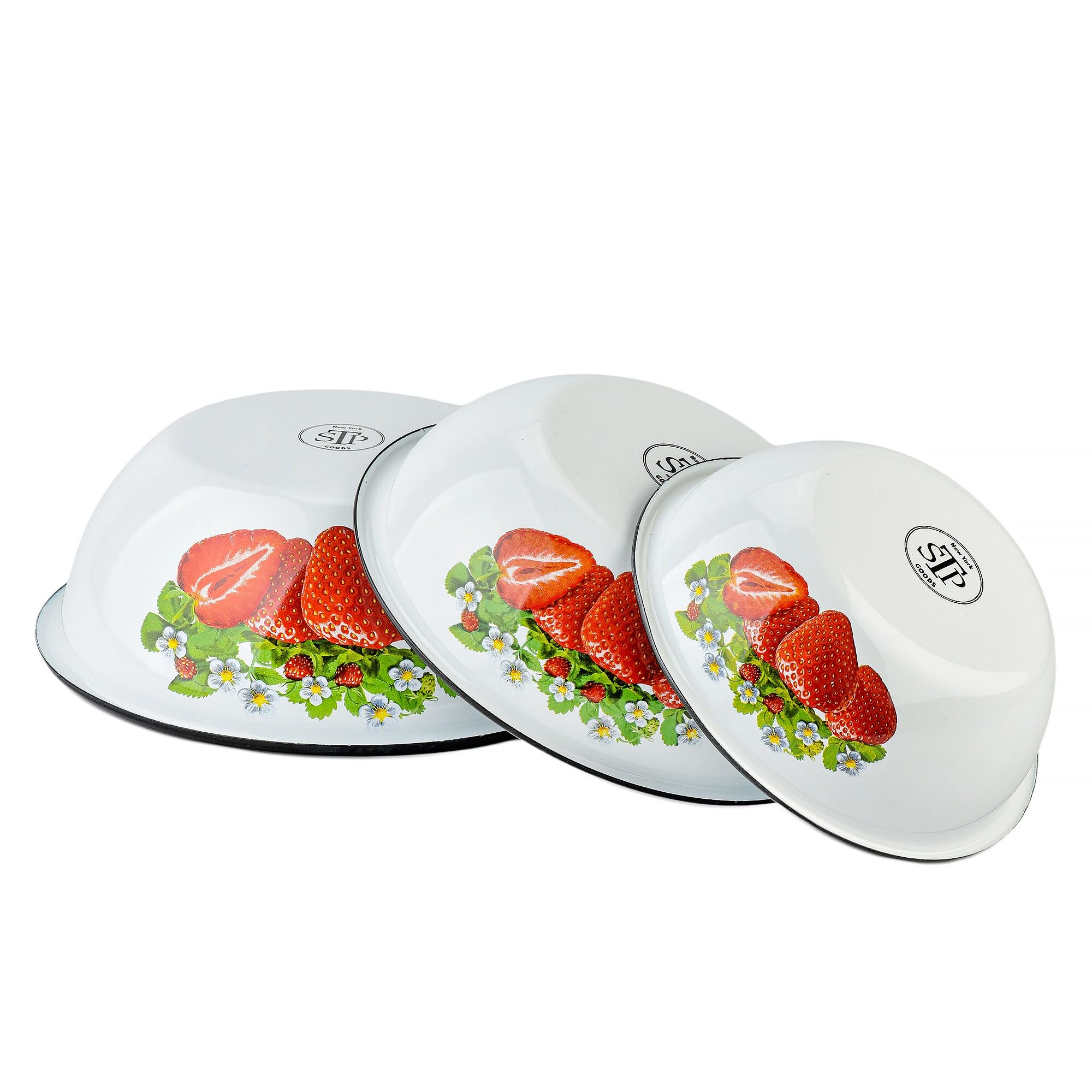 Vintage Strawberry & Cream Enamel Mixing Bowl – 9.5 Qt Steel Basin For Kitchen, Garden, Sauna