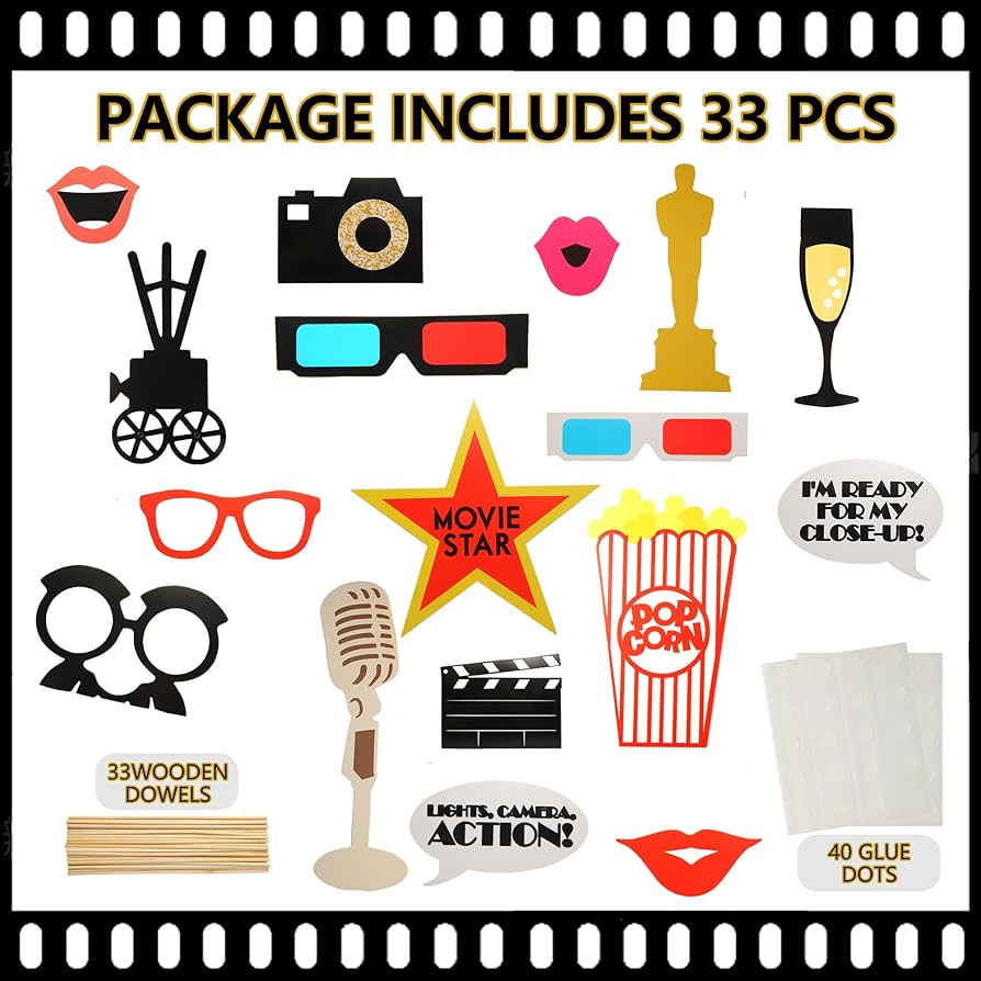 Amazon.com: LASLU Movie - Hollywood Party Photo Booth Props Kit - 33 Count : Home & Kitchen amazon-com-laslu-movie-hollywood-party-photo-booth-props-kit-33-count-home-kitchen
